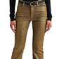 Ralph Lauren Women's Metallic High Rise Boot Jeans Yellow Size 4
