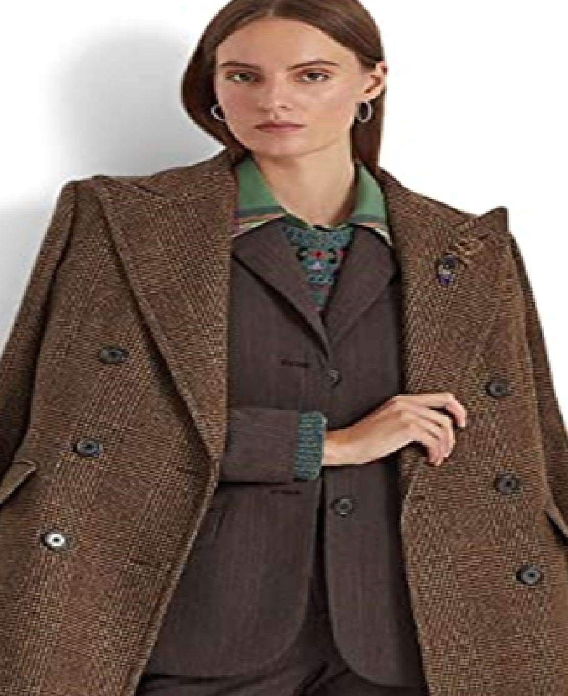 Ralph Lauren Women's Wool Blend Double Breasted Coat Brown Size 8