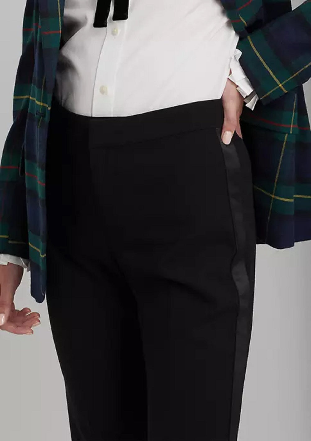 Ralph Lauren Women's Side Stripe Wool Crepe Pants Black Size 10