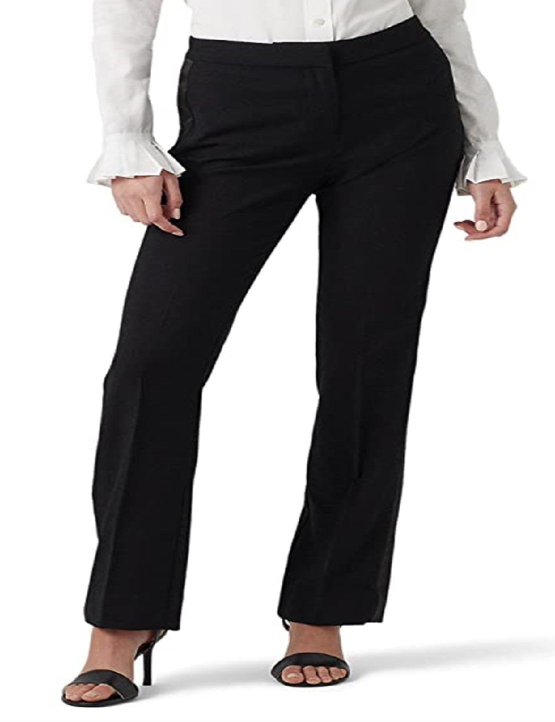 Ralph Lauren Women's Side Stripe Wool Crepe Pants Black Size 14