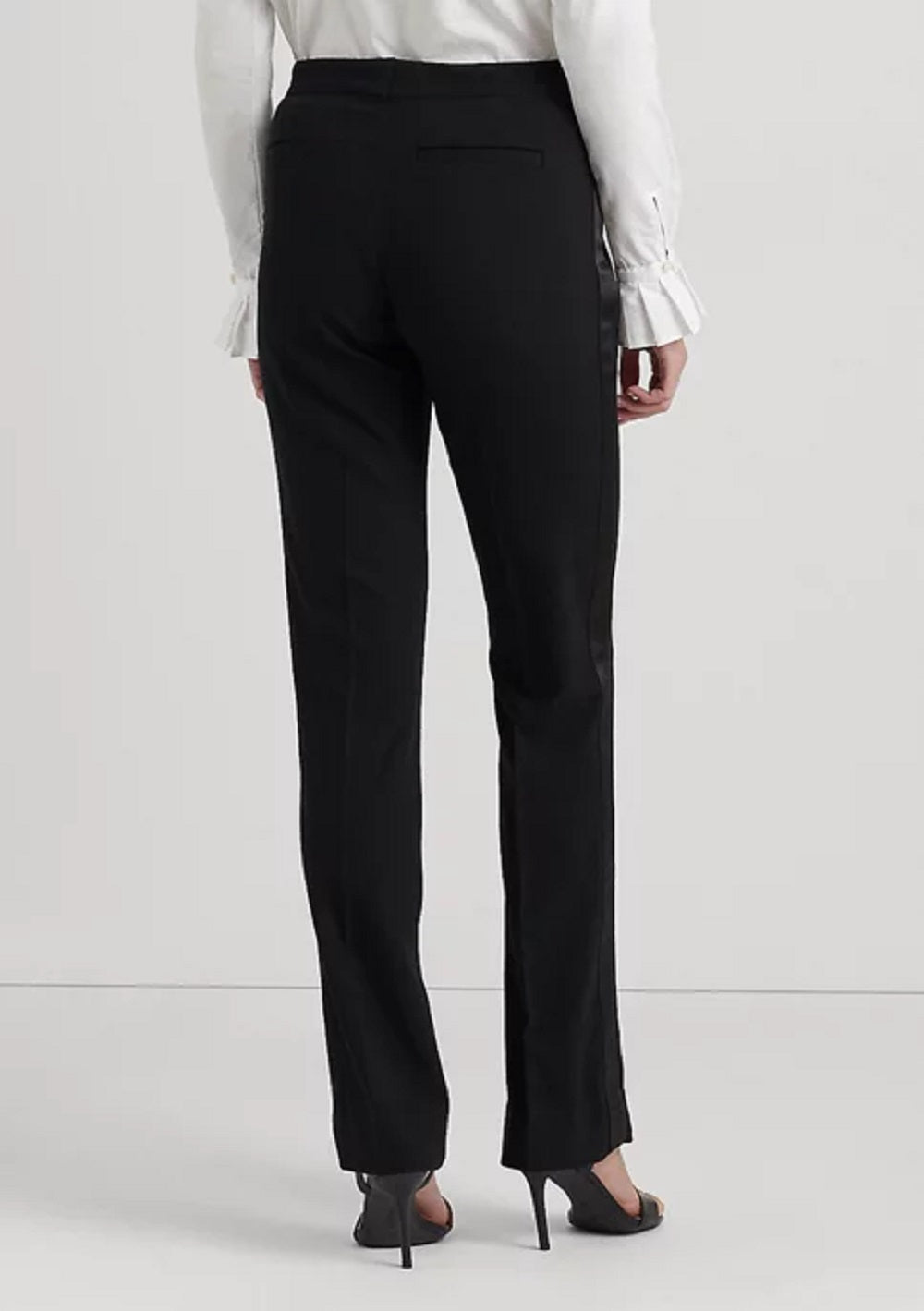 Ralph Lauren Women's Side Stripe Wool Crepe Pants Black Size 4