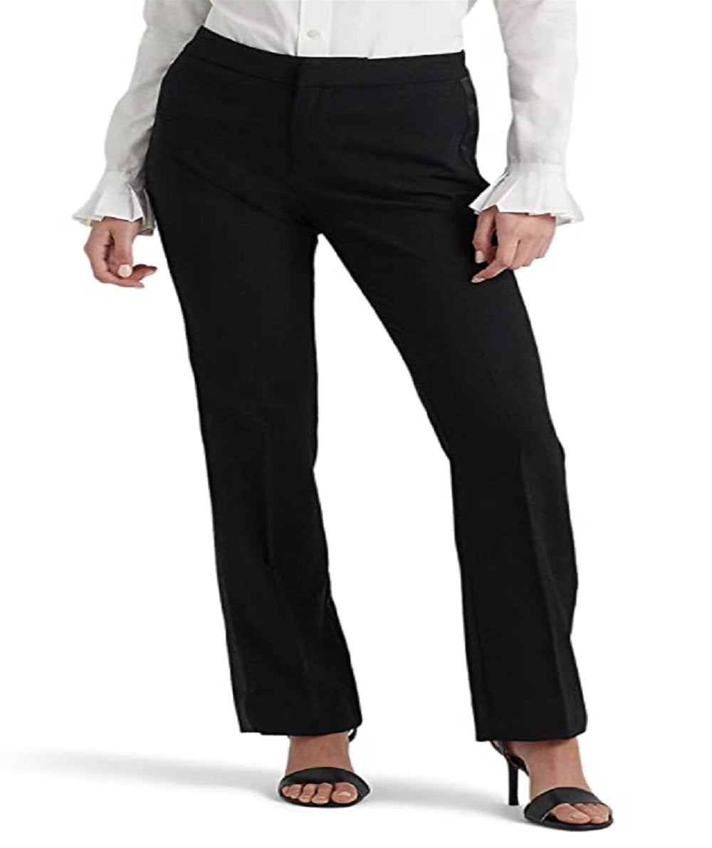 Ralph Lauren Women's Side Stripe Wool Crepe Pants Black Size 6