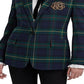 Ralph Lauren Women's Plaid Bullion Twill Blazer Green Size 14