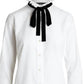 Ralph Lauren Women's Tie Neck Cotton Broadcloth Shirt White Size Large