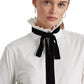 Ralph Lauren Women's Tie Neck Cotton Broadcloth Shirt White Size X-Large