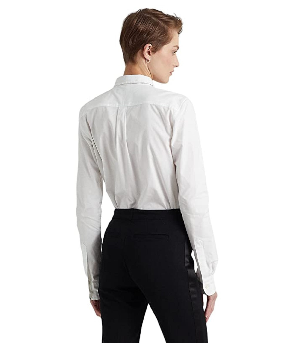 Ralph Lauren Women's Pin Tucked Cotton Broadcloth Shirt White Size Medium
