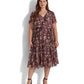 Ralph Lauren Women's Floral Belted Crinkle Georgette Dress Purple Size 18W