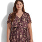 Ralph Lauren Women's Floral Belted Crinkle Georgette Dress Purple Size 18W