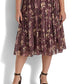 Ralph Lauren Women's Floral Belted Crinkle Georgette Dress Purple Size 18W