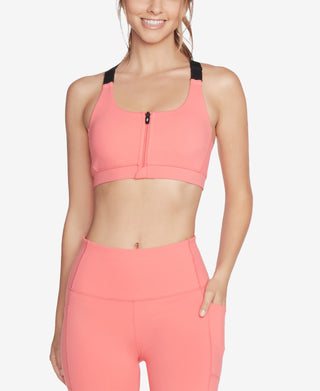 Skechers Women's Goflex Zip Front Sports Bra Orange Size Large