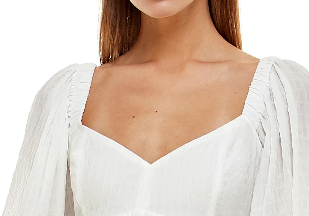 Wayf Ripton Puff Sleeve Babydoll Dress In Ivory Size X-Small