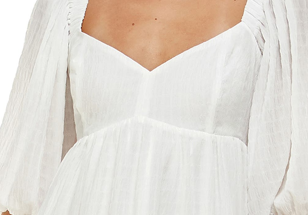 Wayf Ripton Puff Sleeve Babydoll Dress In Ivory Size X-Small