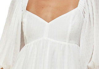 Wayf Ripton Puff Sleeve Babydoll Dress In Ivory Size X-Small