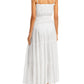 Aqua Women's Tiered Cover Up Maxi Dress Swimwear White Size Medium