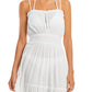 Aqua Women's Tiered Cover Up Maxi Dress Swimwear White Size Medium