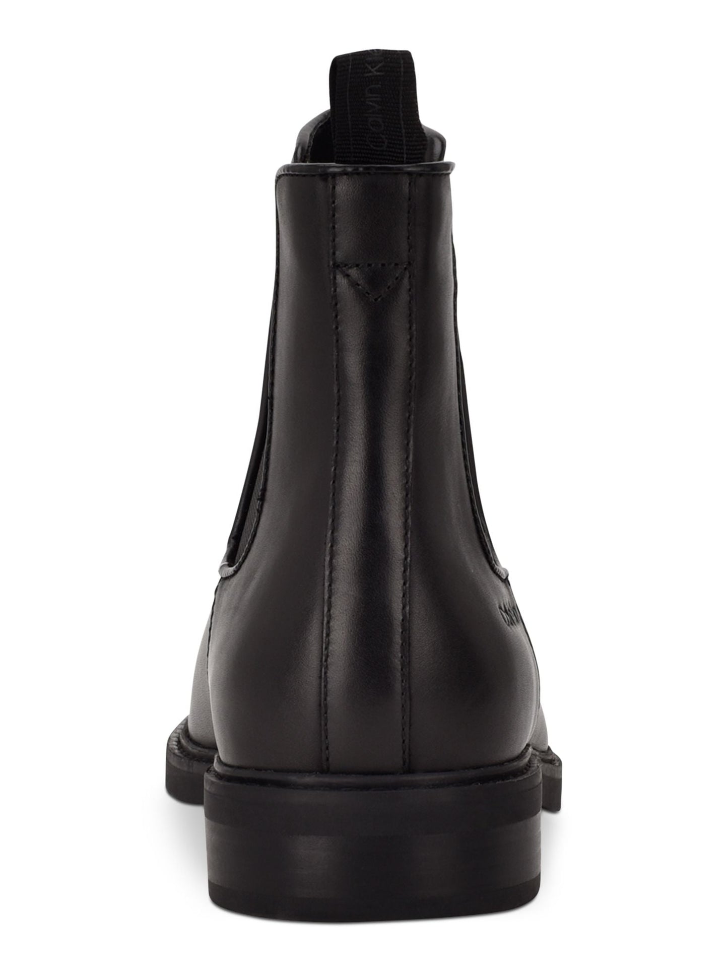 Calvin Klein Men's Pull Tab Goring Cushioned Fenwick Round Toe Block Heel Leather Chelsea Black Size 7.5 M