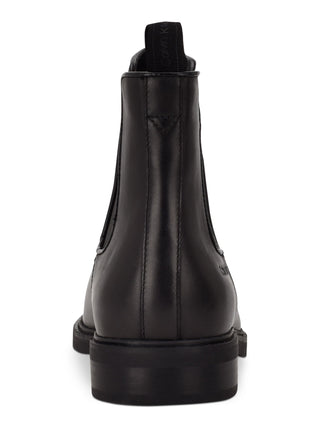 Calvin Klein Men's Pull Tab Goring Cushioned Fenwick Round Toe Block Heel Leather Chelsea Black Size 7.5 M