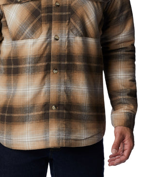 Columbia Men's Plaid Sherpa Lined Shirt Jacket Brown Size X-Large