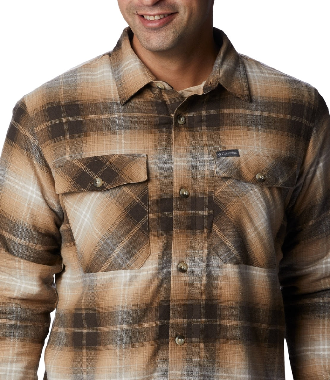 Columbia Men's Plaid Sherpa Lined Shirt Jacket Brown Size XX-Large