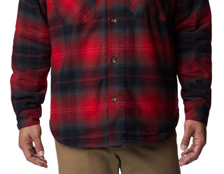 Columbia Men's Plaid Sherpa-Lined Shirt Jacket Red Size Large
