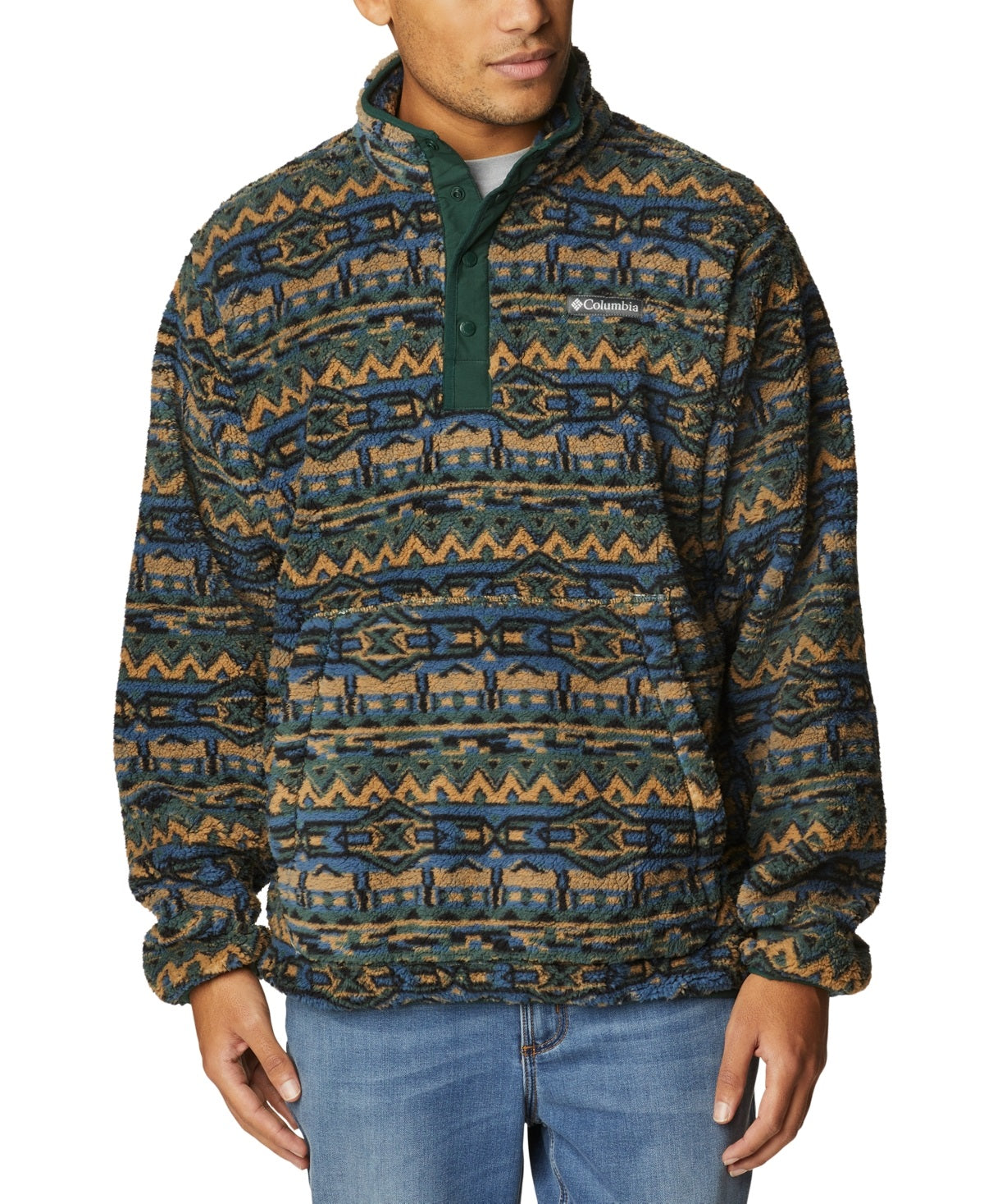 Columbia Men's Rugged Ridge Geo Print Fleece Jacket Green Size X-Large