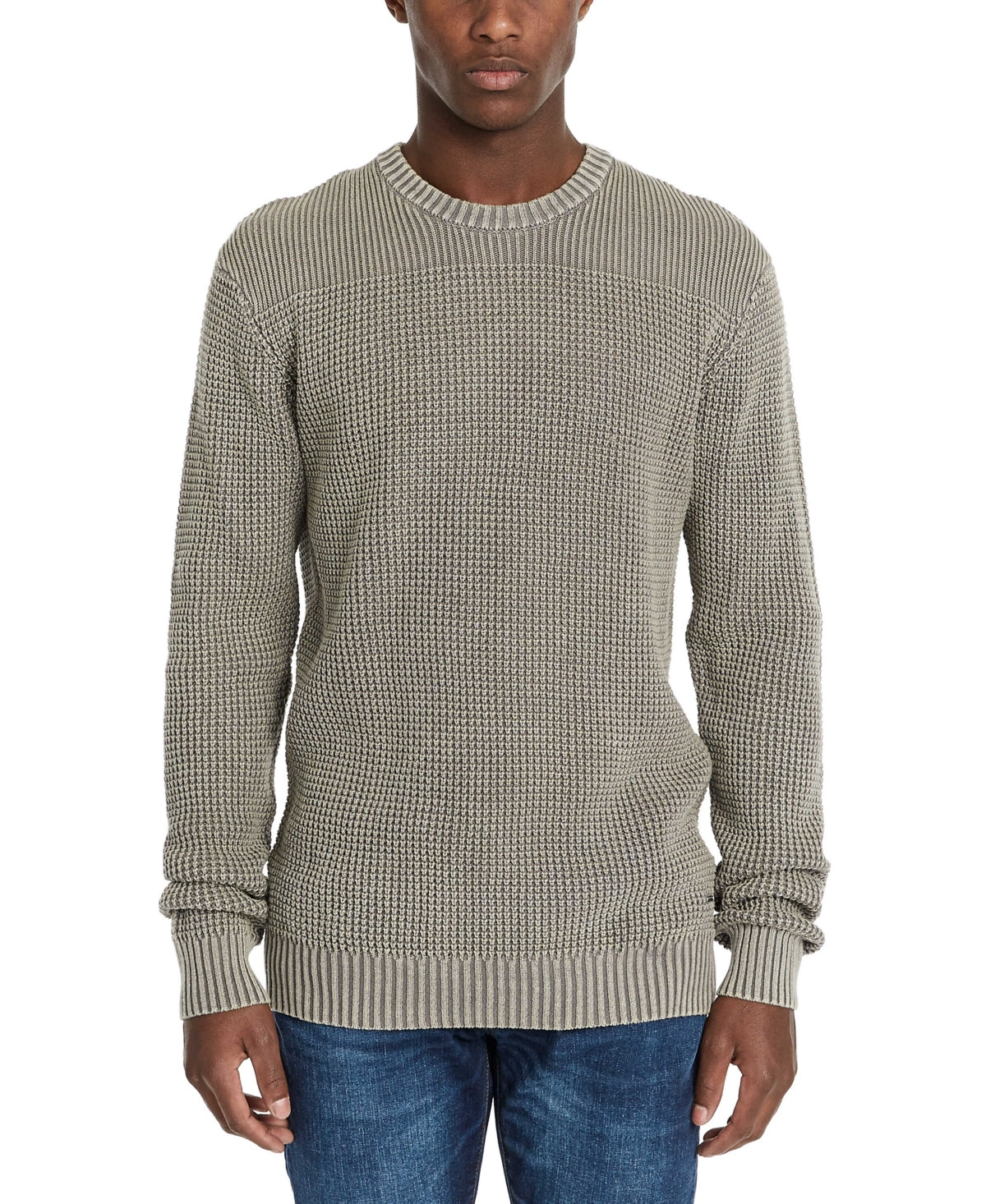 Buffalo David Bitton Men's Washy Crew Neck Sweater Gray Size -M