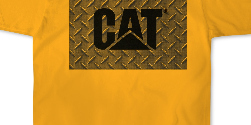 Caterpillar Men's Work Diamond Plate Logo Graphic T-Shirt Yellow Size Small