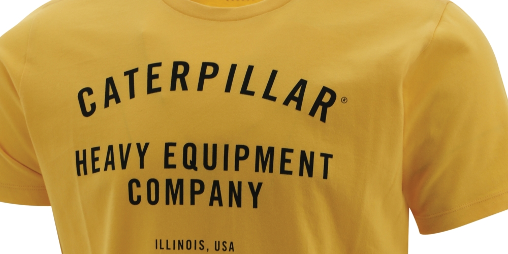 Caterpillar Men's Equipment Company Logo Graphic T-Shirt Yellow Size Large