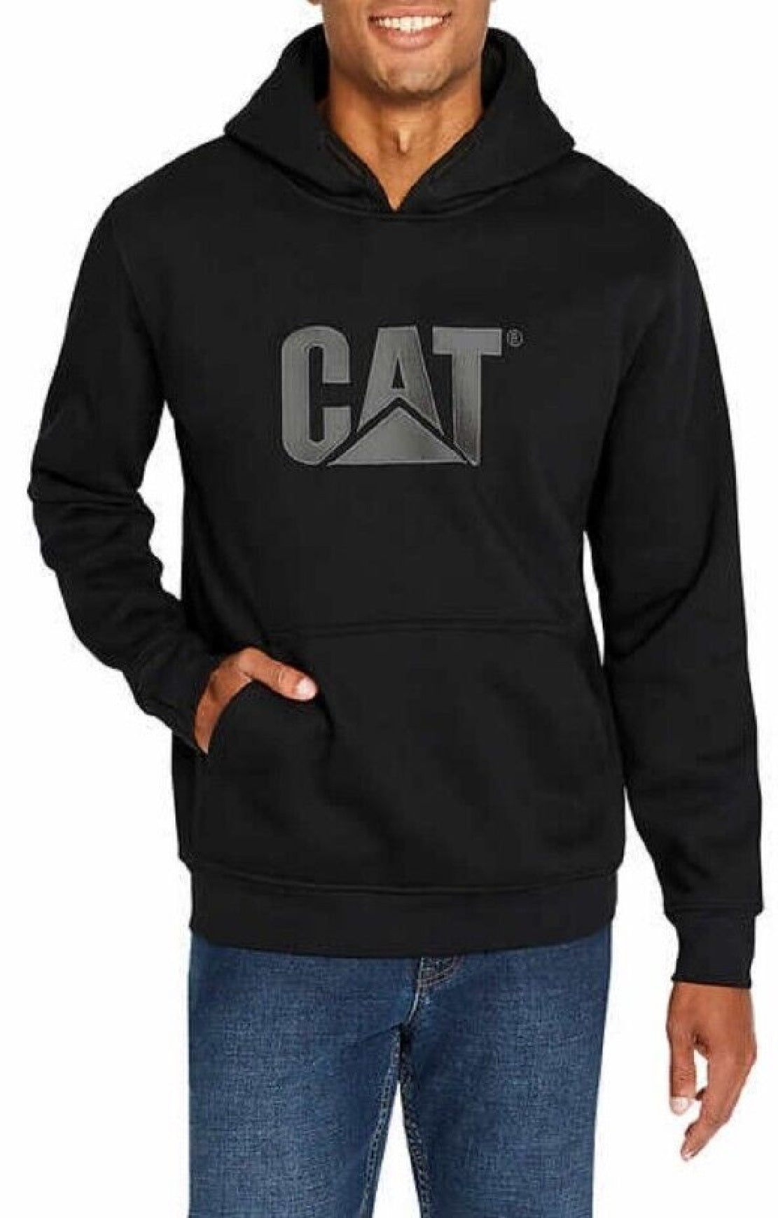 Caterpillar Men's Foundation Logo Print Hoodie Black Size Medium