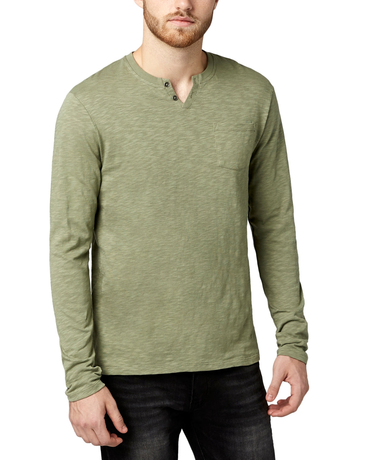 Buffalo David Bitton Men's Kattie Slub Henley Shirt Green Size XX-Large