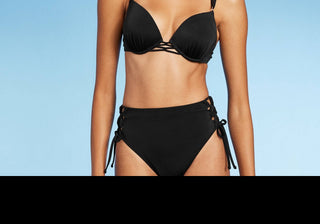 Women's Push-Up Double Strap Bikini Top Shade & Shore Black 34C