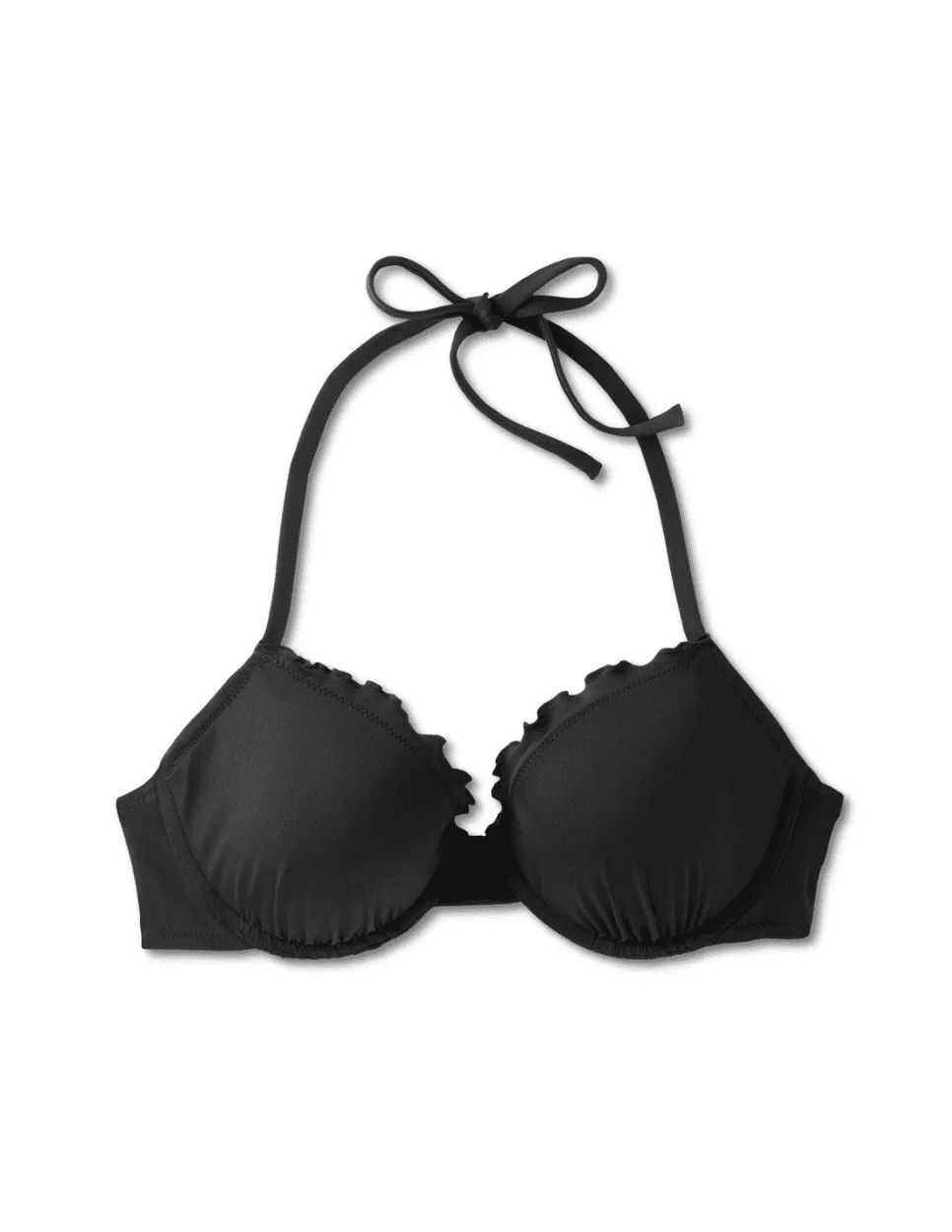 Women's Lightly Lined Ruffle Bikini Top Shade & Shore Black 34D