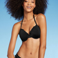 Women's Lightly Lined Ruffle Bikini Top Shade & Shore Black 34D