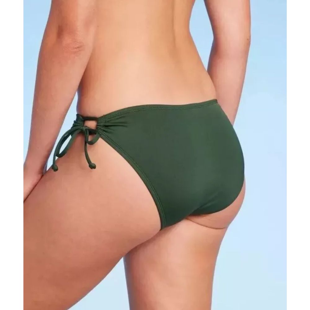Women's Keyhole Medium Coverage Hipster Bikini Bottom Kona Sol Dark Green Size M