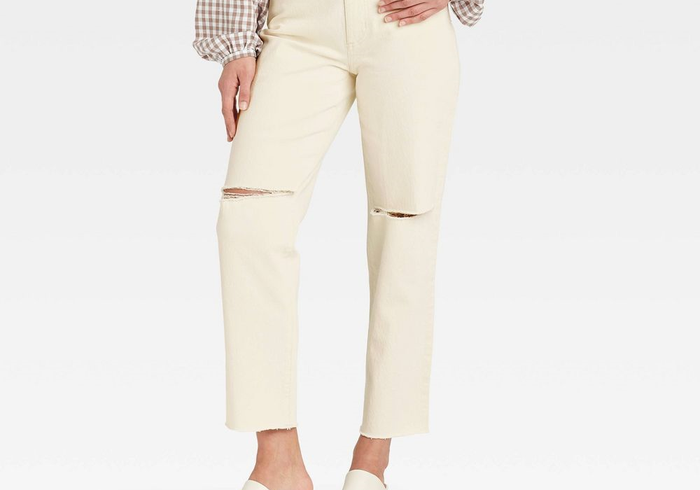 Universal Thread Women's Super-High Rise Vintage Straight Jeans Off-White 16 Long