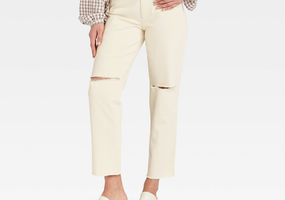 Universal Thread Women's Super-High Rise Vintage Straight Jeans Off-White 16 Long