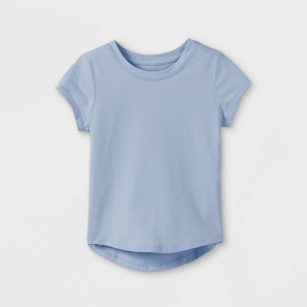 Cat & Jack Toddler Girls' Solid Knit Short Sleeve T-Shirt Light Blue 12M