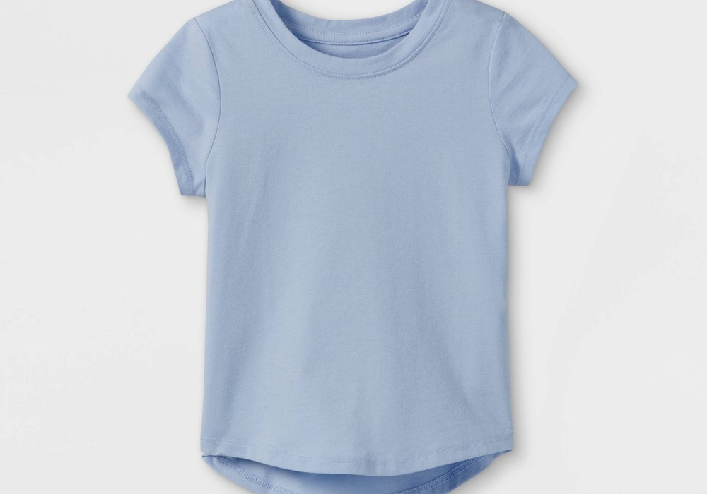 Cat & Jack Toddler Girls' Solid Knit Short Sleeve T-Shirt Light Blue 3T