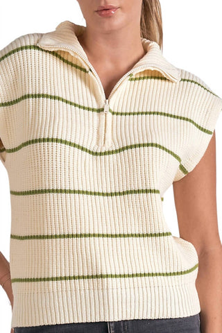 Elan - Stripe Zip Front Sweater