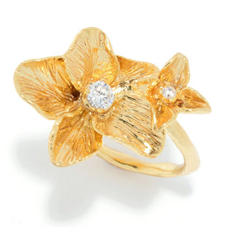 Golden Odyssey for Brilliante Cubic Zirconia Double Flower Bypass Ring