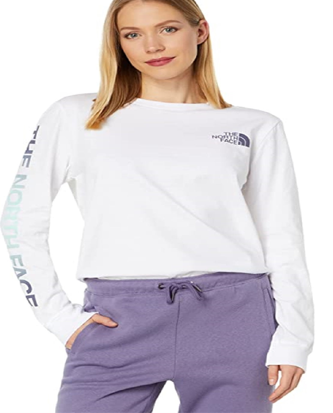 The North Face Women's Long Sleeve Hit Graphic Tee White Size Small