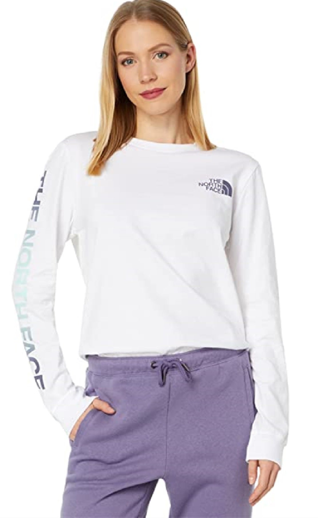 The North Face Women's Long Sleeve Hit Graphic Tee White Size Medium