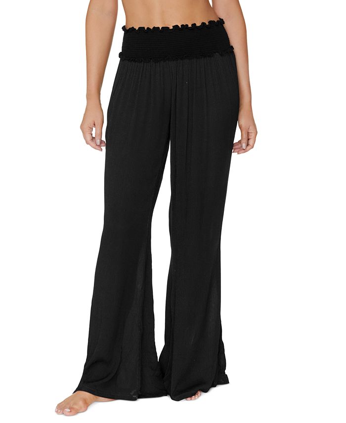 Raisins Junior's Beach Day Cover Up Pants Swimsuit Black Size Large