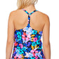 Island Escape Women's T Back Underwire Tankini Top Swimsuit Black Size 6
