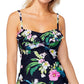 Island Escape Women's Tahiti Convertible Tankini Top Swimsuit Black Size 10