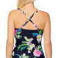 Island Escape Women's Tahiti Convertible Tankini Top Swimsuit Black Size 10
