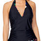 Island Escape Women's Mariposa Halter Tankini Top Swimsuit Black Size 8