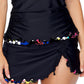 Island Escape Women's Mariposa Ruffled Swim Skirt Swimsuit Black