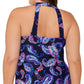 Island Escape Women's Plus Paisley Print Underwire Tankini Top Swimsuit Black