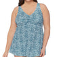 Raisins Curve Women's Trendy Plus Size Printed Lucia Swimdress  Swimsuit Blue Size 14W